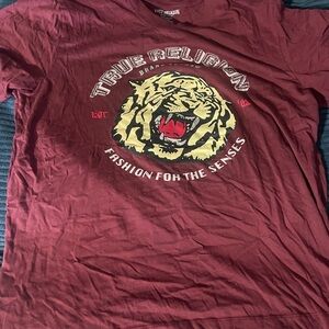 True Religion Men's Maroon Tiger Graphic Tee